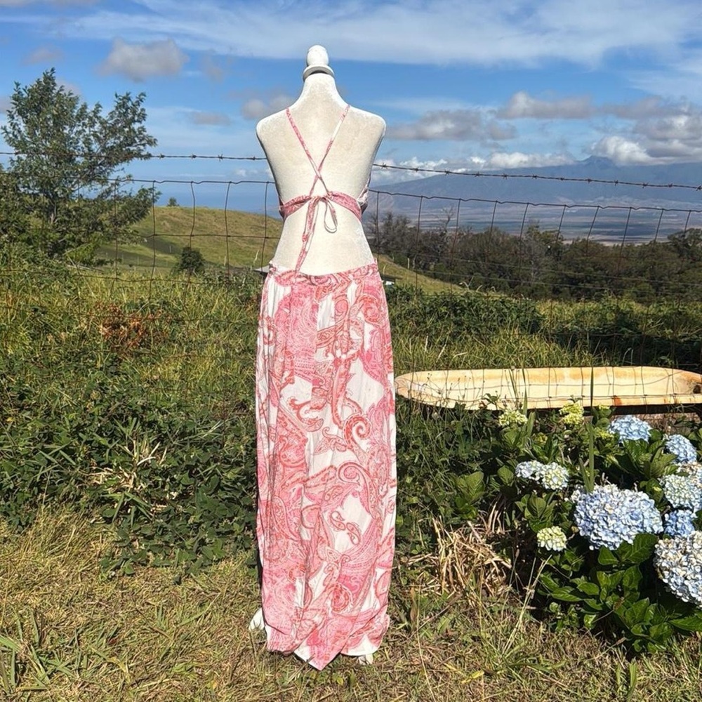 NWT MELISSA ODABASH Arabella cutout printed voile maxi dress Boho Chic Beach - Picture 3 of 9